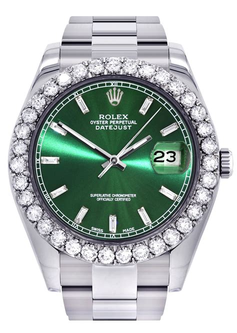 rolex silver and green